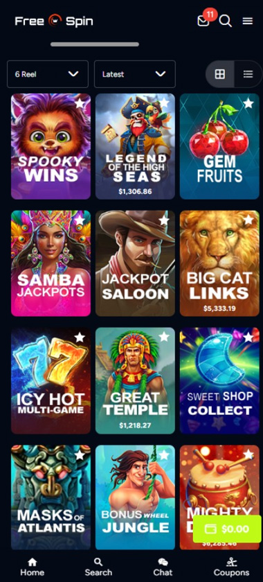 free-spin-casino-slots-variety-mobile-review