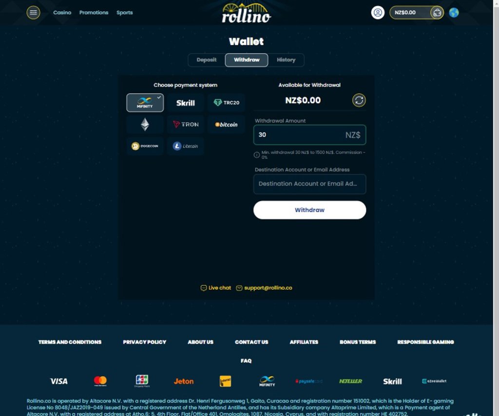 rollino-casino-withdrawal-methods-review