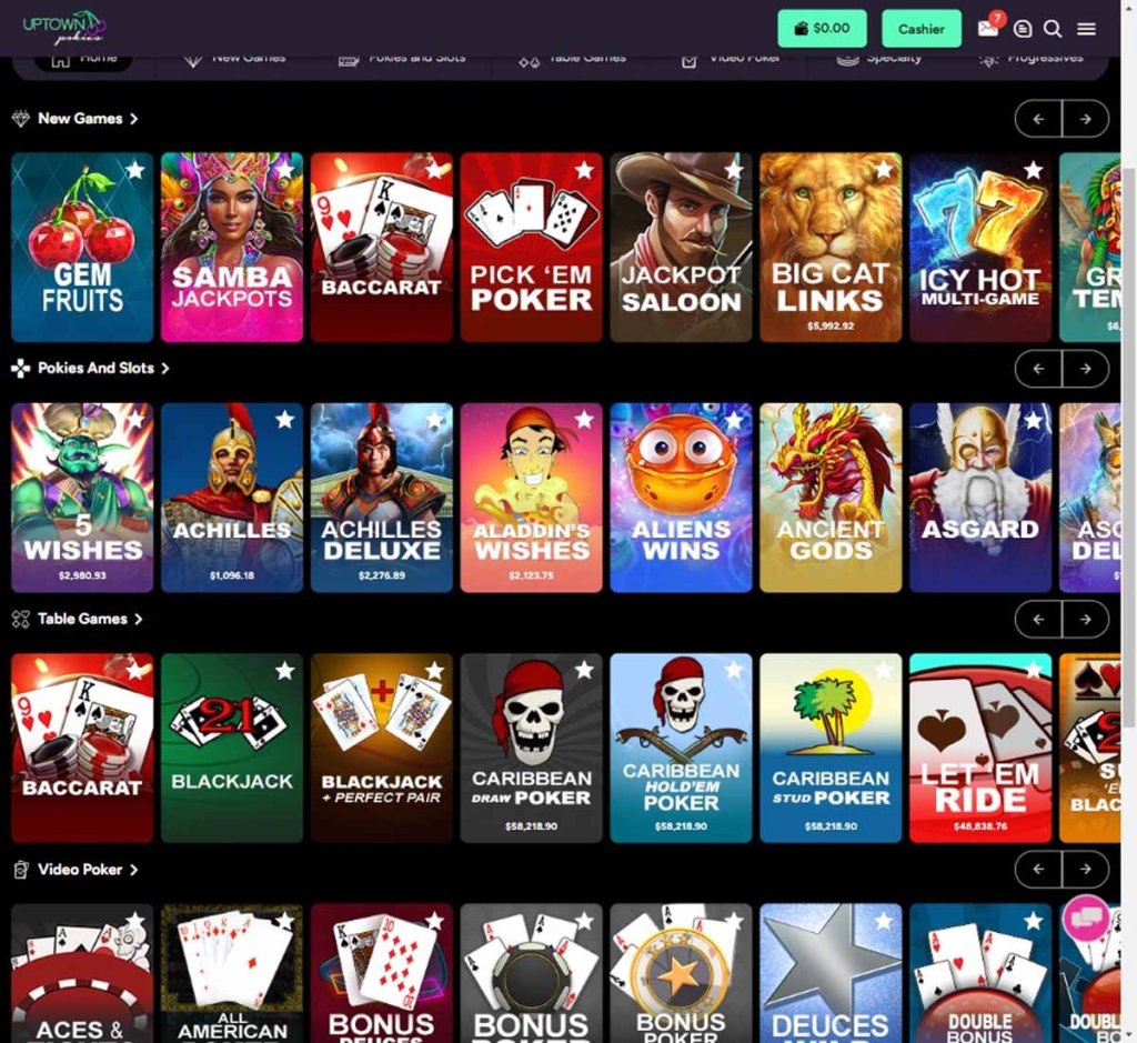 uptownpokies-casino-collection-of-games-review