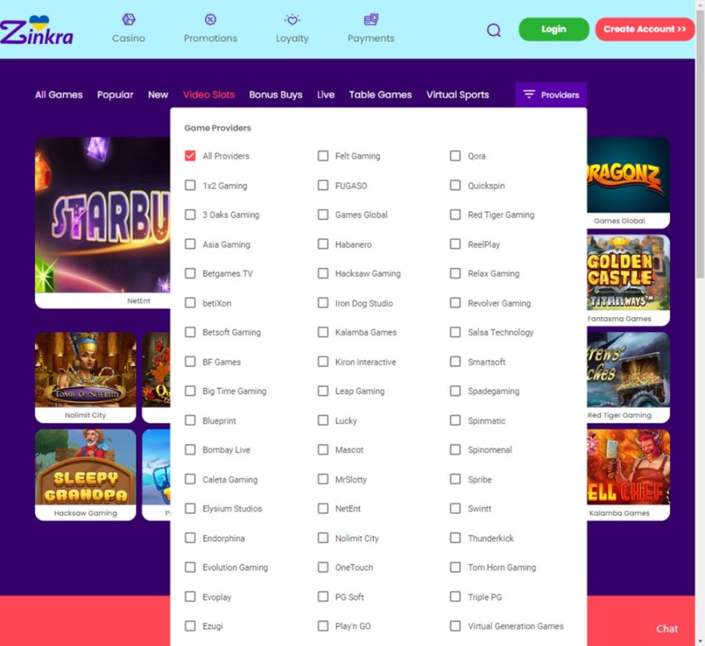 zinkra-casino-software-providers-review