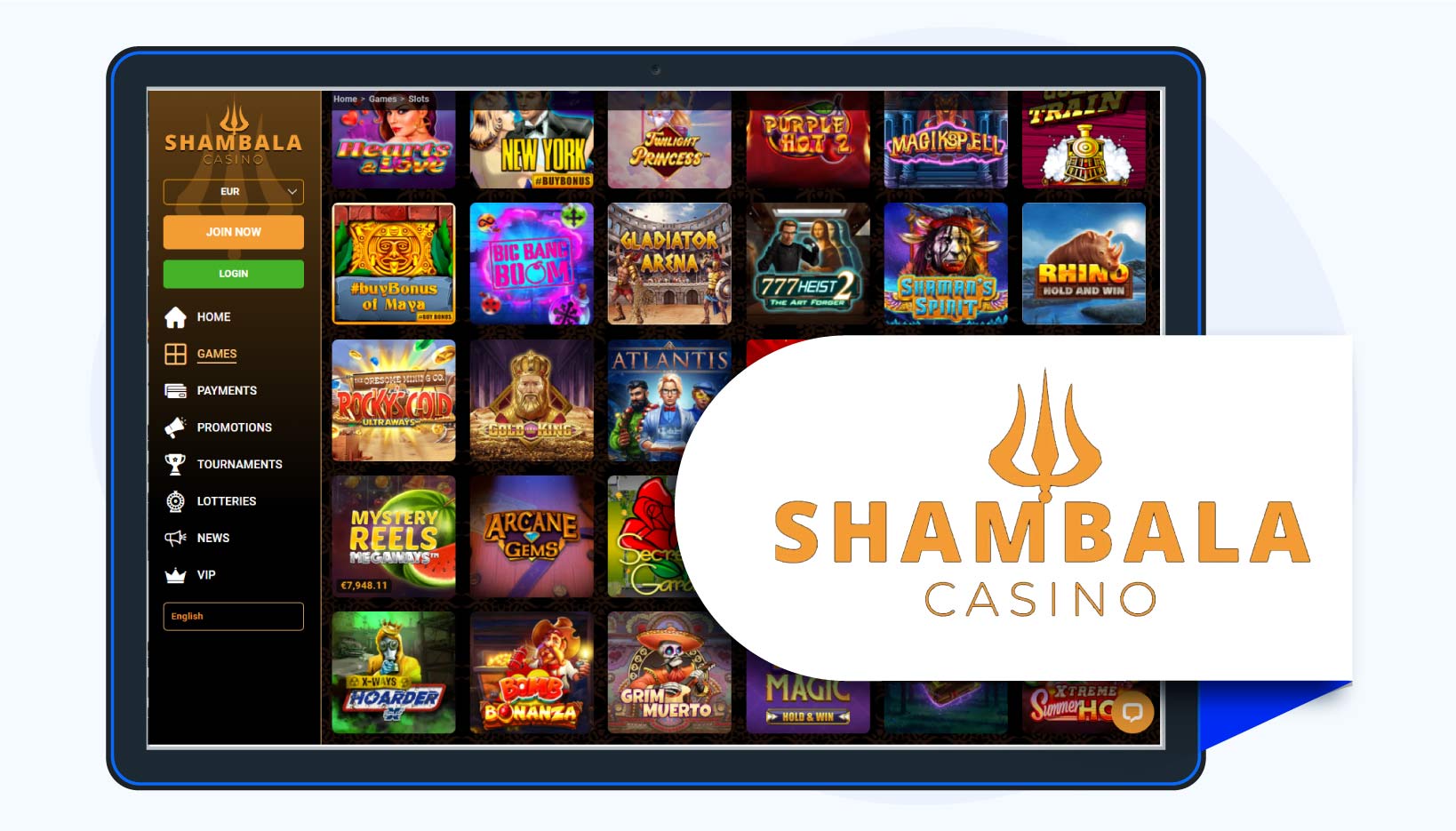 50 no deposit free spins on Aztec Magic at Shambala Casino