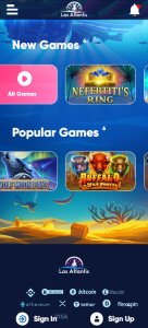 Las Atlantis Casino game types mobile review