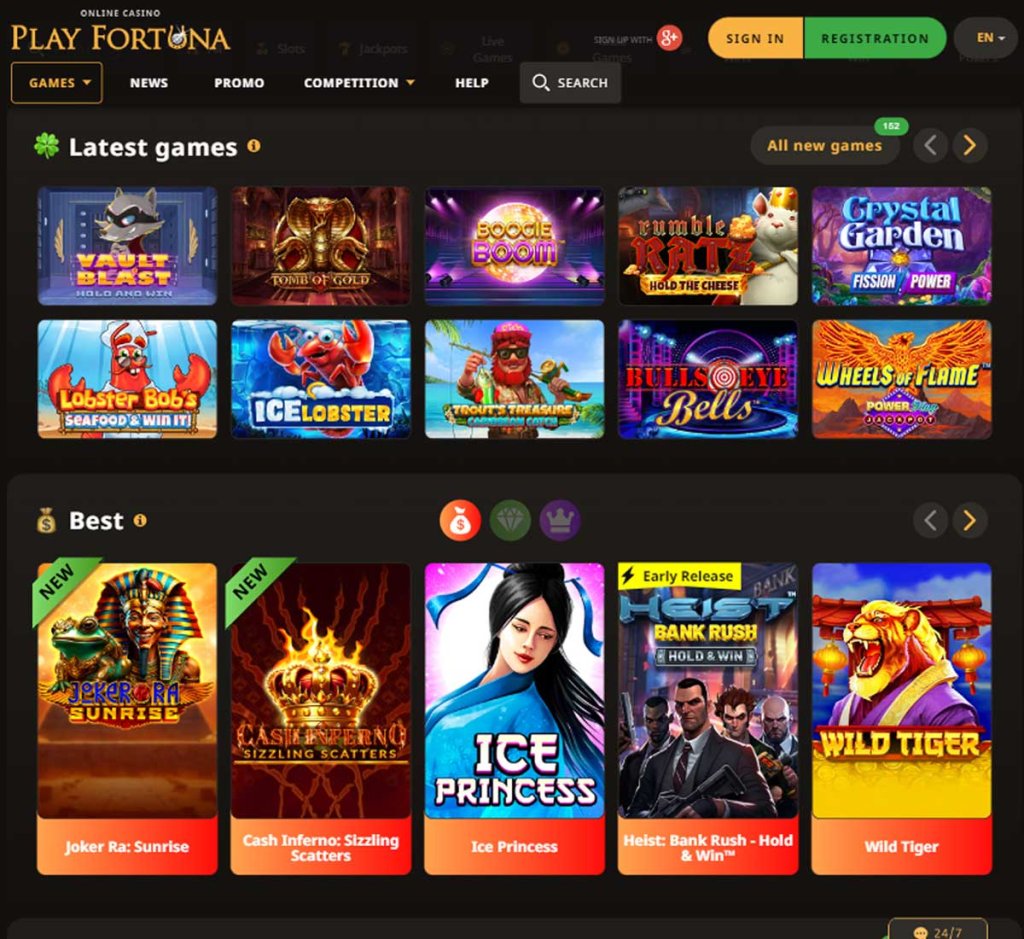 Play Fortuna Casino home page review