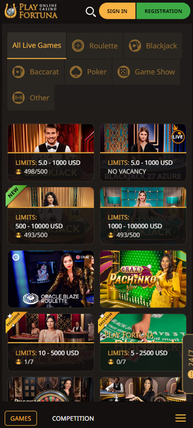 Play Fortuna Casino live dealer games mobile review