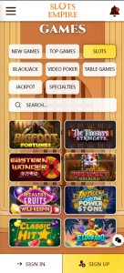 Slots Empire slot games mobile review