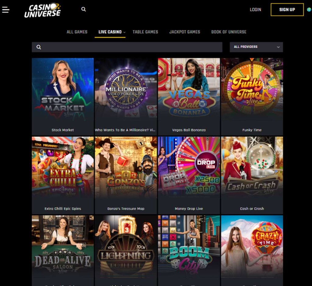 Universe casino live dealer games review