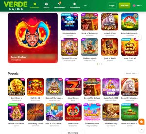 Verde casino home page mobile review