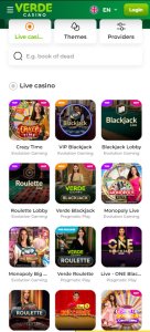 Verde casino live dealer games mobile review