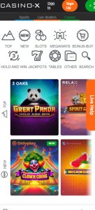 casino-x game types mobile review
