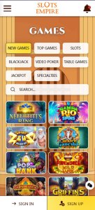 slots empire casino game types mobile review