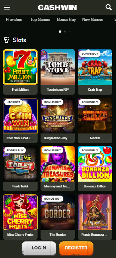 CashWin Casino slots review mobile