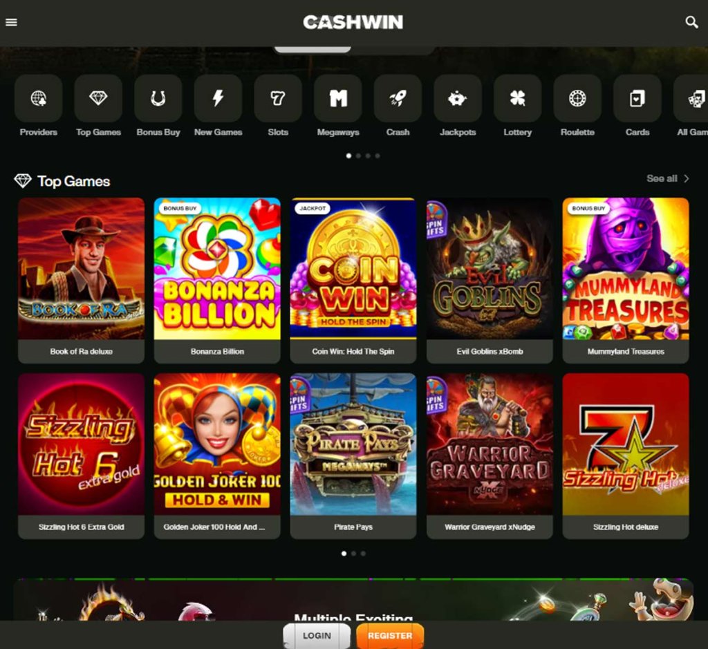 CashWin Casino home page review
