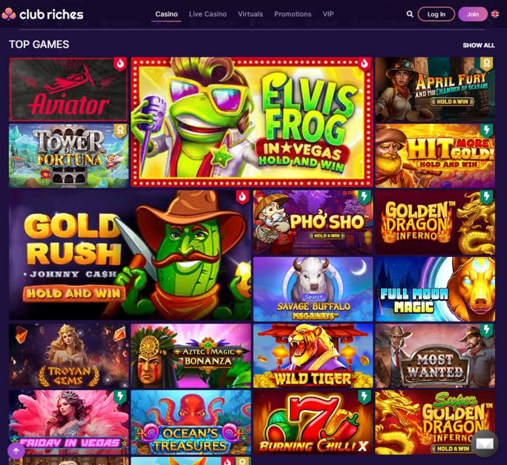 ClubRiches Casino home page review