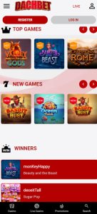 Dachbet Casino game types mobile review