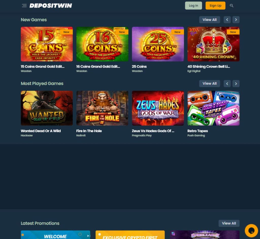 DepositWin Casino home page review