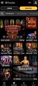 EmirBet Casino live dealer games mobile review