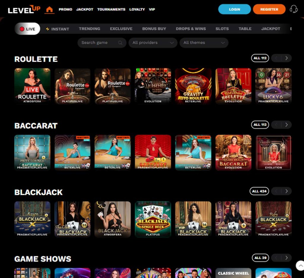 LevelUp Casino live dealer games review