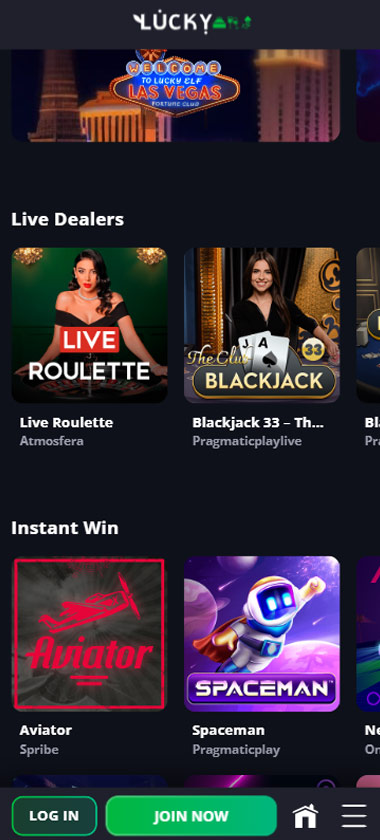 LuckyElf Casino live dealer games mobile review