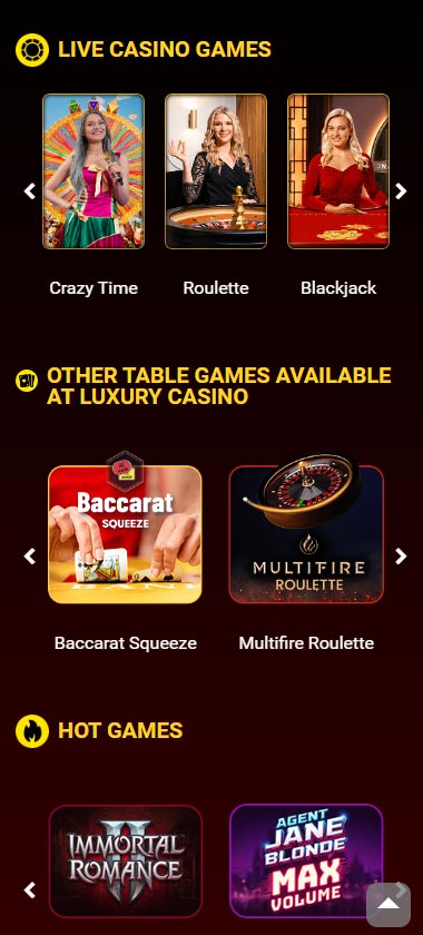 Luxury Casino game types mobile review