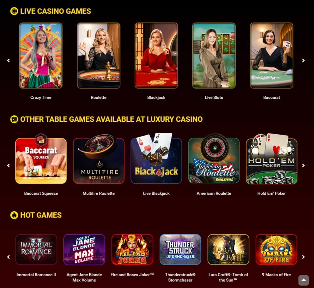 Luxury Casino home page review