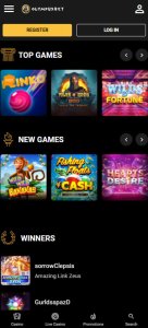 OlympusBet Casino game types mobile review