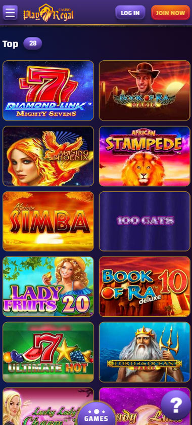 Play Regal Casino game types mobile review