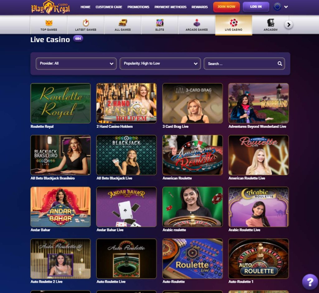 Play Regal Casino live dealer games review