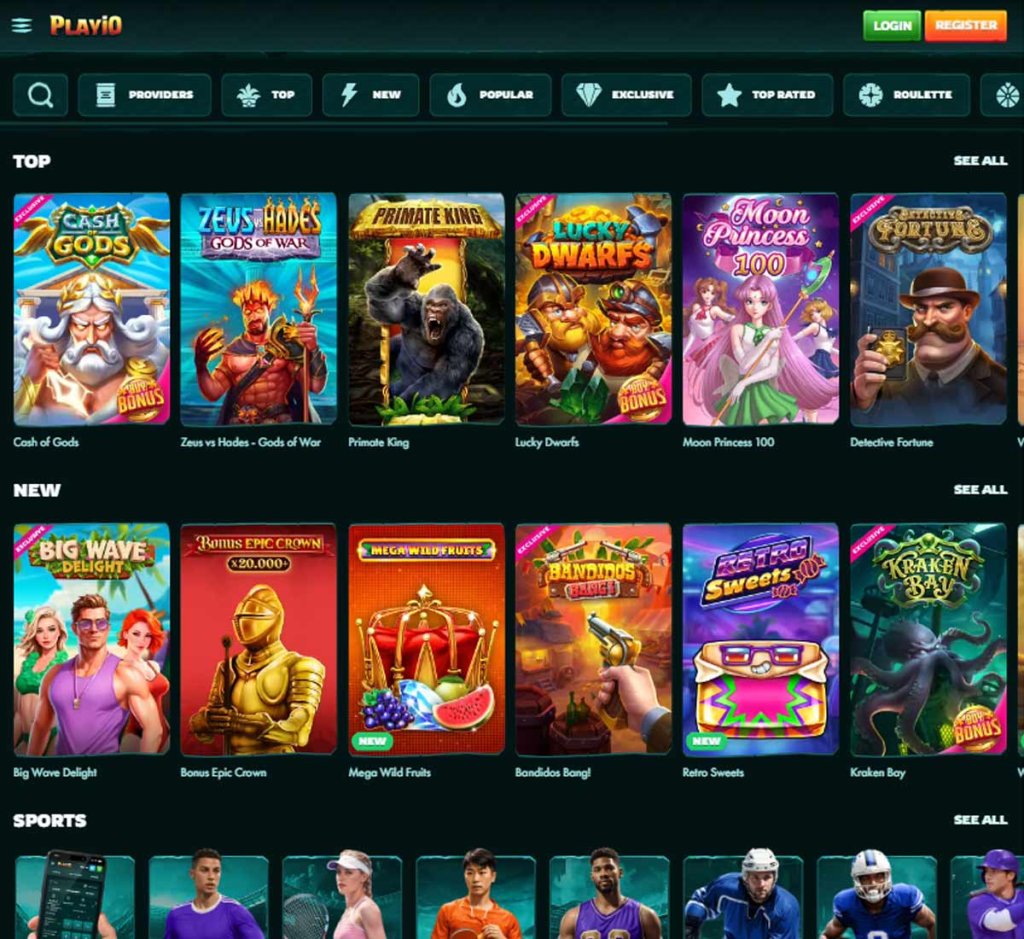 Playio Casino home page mobile review