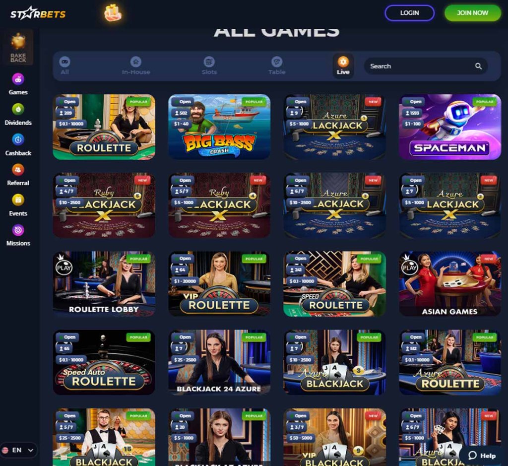 StarBets Casino live dealer games review