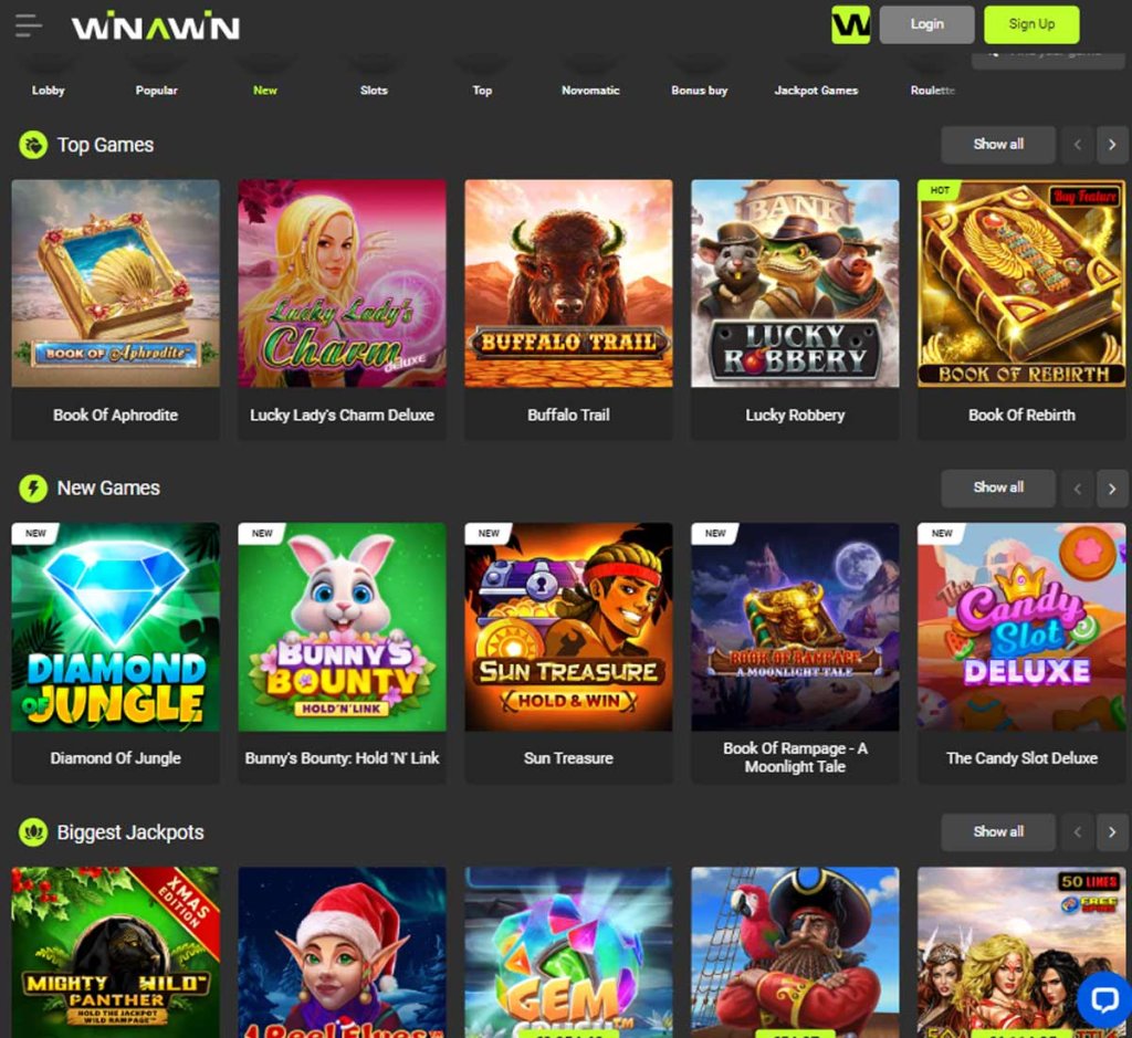 Winawin Casino home page review