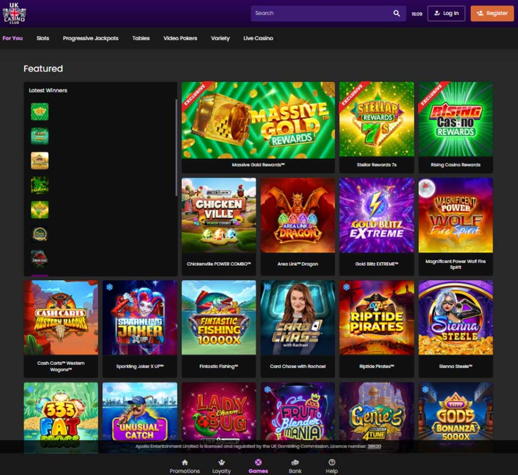 UK Casino Club home page review