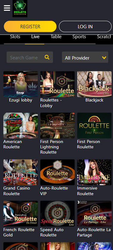 Zeslots Casino live dealer games mobile review