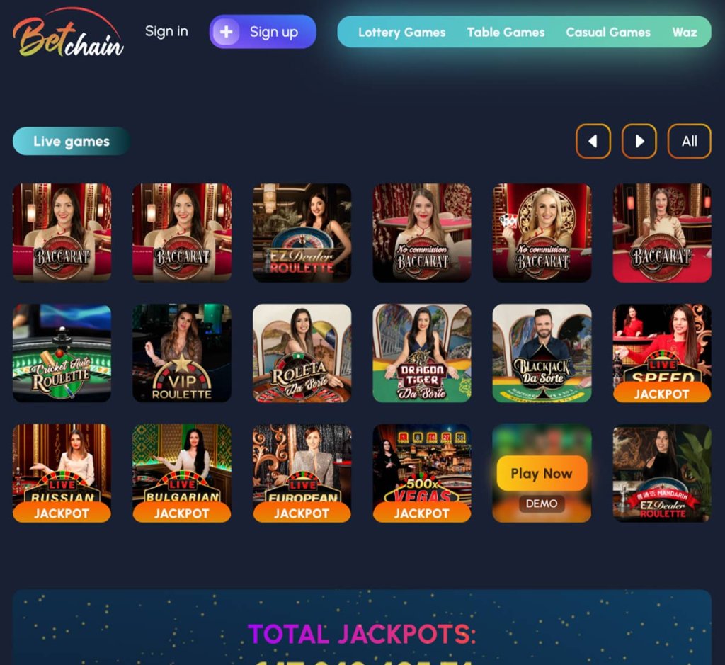 BetChain-casinolive-casino-games-collection-review