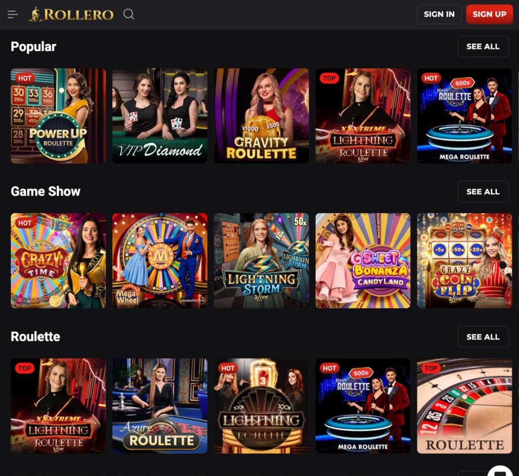Rollero-casino-live-casino-games-collection-review