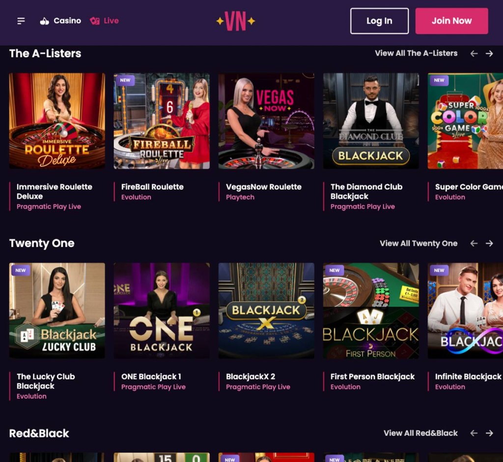 vegasnow-casino-live-casino-games-collection-review