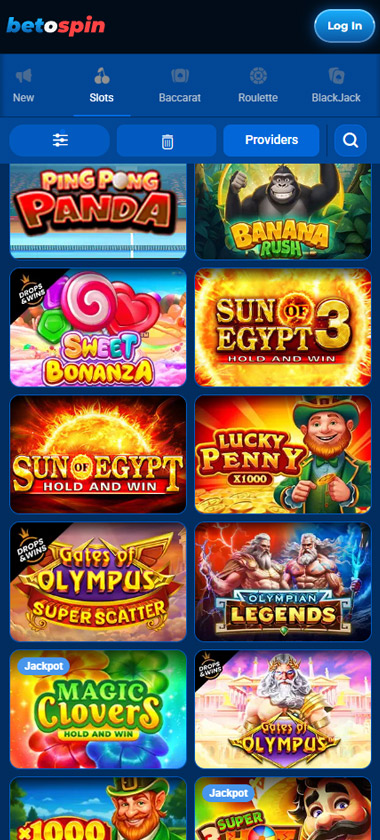 BetOspin Casino mobile live casino section screenshot showing live games such as roulette and games shows - tested