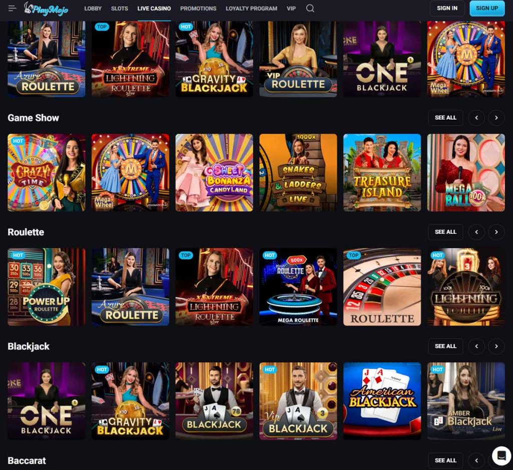 PlayMojo-casino-live-casino-games-collection-review