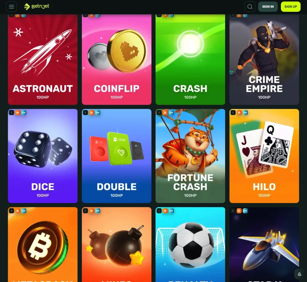 Betnjet Casino desktop crash games screenshot showing fast-paced crash-style games and betting interface – tested Betnjet Casino desktop crash games screenshot showing fast-paced crash-style games and betting interface – tested
