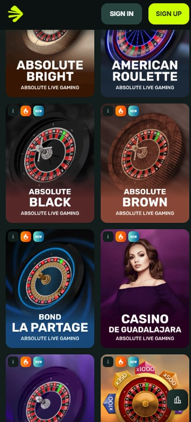 Betnjet Casino mobile live casino screenshot showing live dealer games including roulette, blackjack, and baccarat – tested