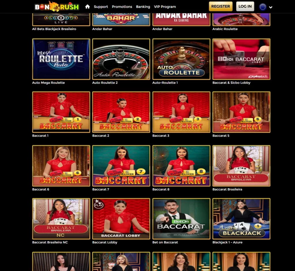 Bonrush Casino desktop live casino screenshot displaying live dealer games including roulette, blackjack, and baccarat – tested Bonrush Casino desktop live casino screenshot displaying live dealer games including roulette, blackjack, and baccarat – tested