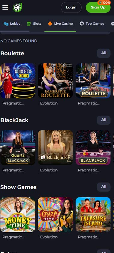 JeetCity Casino mobile live casino screenshot showing live dealer games including blackjack, roulette, and baccarat – tested