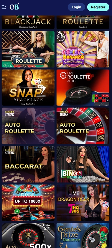 Orion’s Bet Casino mobile live casino screenshot showing live dealer tables and streaming game interface – tested