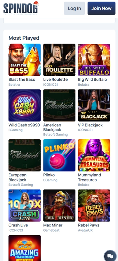 SpinDog Casino mobile most played games screenshot showing popular slots and trending titles – Tested SpinDog Casino mobile most played games screenshot showing popular slots and trending titles – Tested