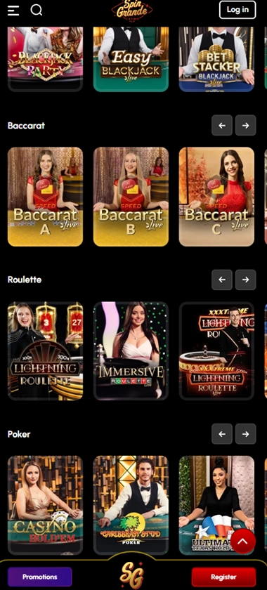 SpinGrande Casino mobile live casino screenshot showing live dealer tables and real-time gameplay interface – Tested SpinGrande Casino mobile live casino screenshot showing live dealer tables and real-time gameplay interface – Tested