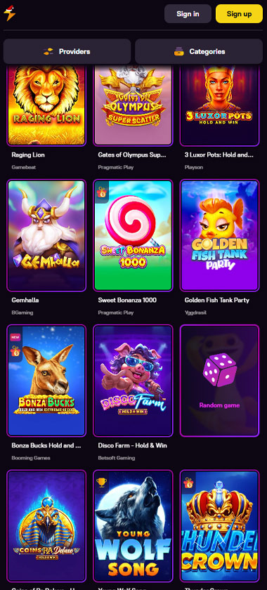 Zoome Casino mobile slots screenshot showing game selection interface with provider filters and search functionality - tested during review Zoome Casino mobile slots screenshot showing game selection interface with provider filters and search functionality - tested during review