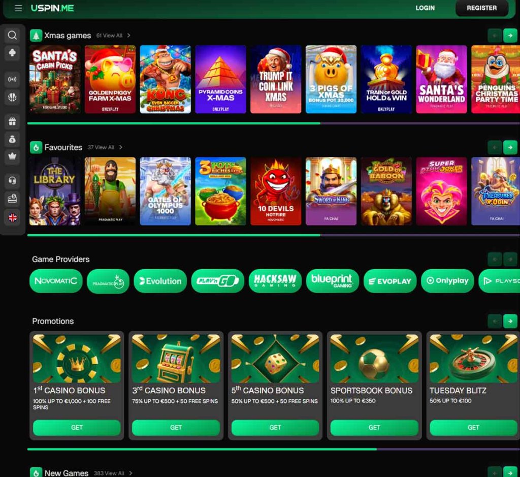 Uspin.me desktop homepage screenshot showing main navigation menu, featured games and promotional banners - tested Uspin.me desktop homepage screenshot showing main navigation menu, featured games and promotional banners - tested