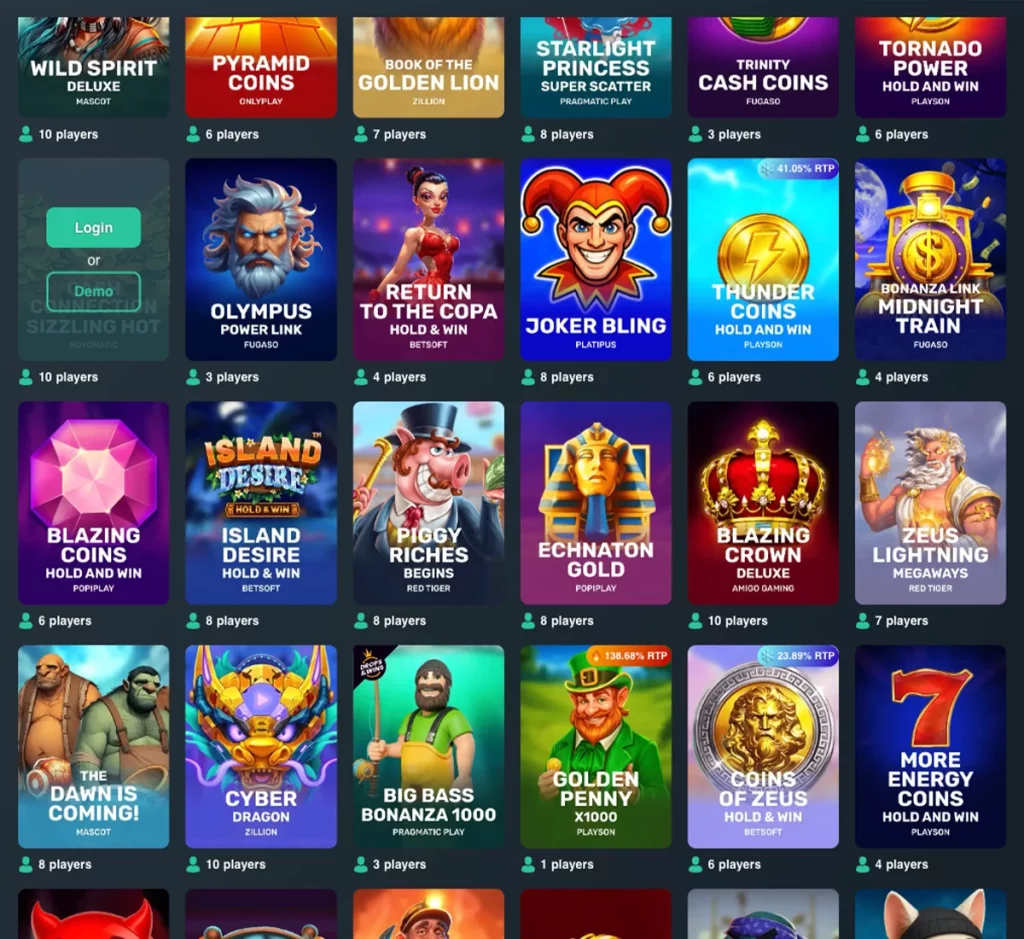 Vave Casino desktop slots screenshot showing slots variety with featured games, categories and filtering options - tested