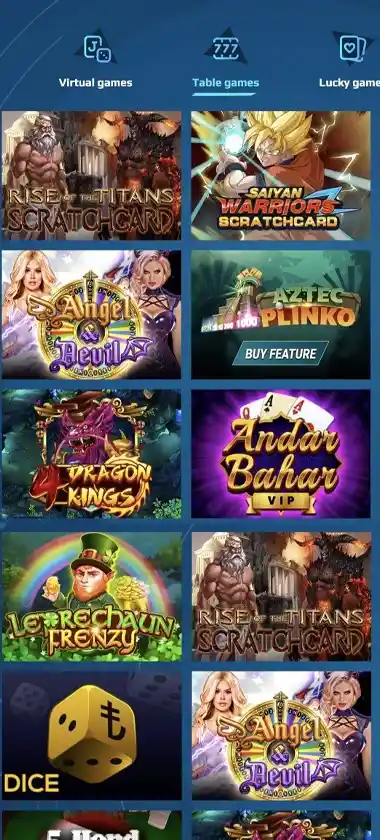 Anonym Bet Casino mobile table games collection screenshot displaying blackjack, roulette and baccarat variants with touch-optimized navigation - tested