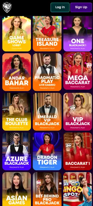 Bethog Casino mobile live casino games collection screenshot displaying available live tables, dealers and touch-optimized navigation - tested