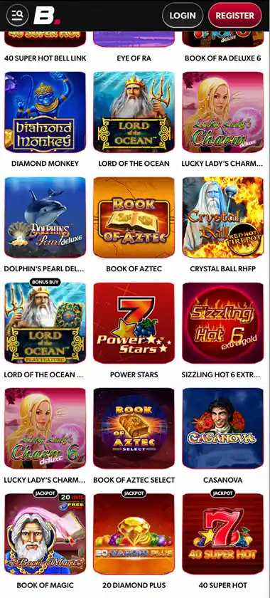 Betista Casino mobile slots variety screenshot displaying featured slots, categories and touch-optimized navigation - tested